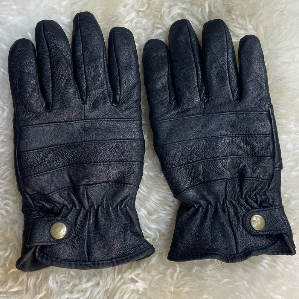 3M Thinsulate Men's Black Leather Gloves